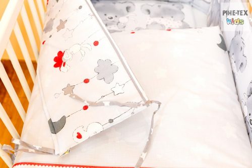 Szürke pelenkás maci 4 részes babaágynemű szett (465/Sz)