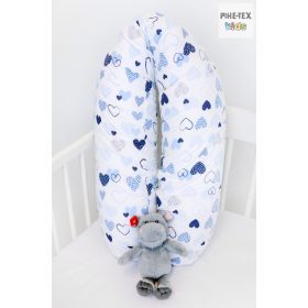 Kék pöttyös szívecskék,pihe-puha szopipárna  (518/K)