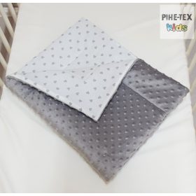 Szürke-fehér szívecskék,  minky babatakaró (115/Sz/M)