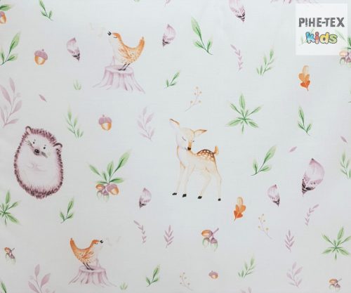 Mesés erdei állatkák, rózsa 3 részes babaágynemű szett fejvédőpárnákkal (614/R)