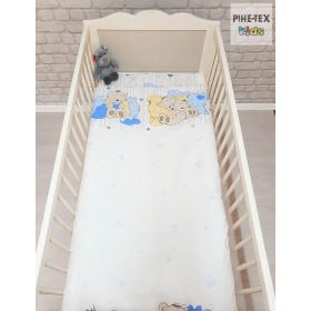 Medvebocsok, kék-  2 részes babaágynemű szett (573/K)