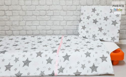 Csíkos Csillagok rózsa, ovis, ágynemű huzat 90x140 cm (121/R)