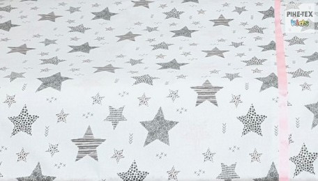 Csíkos Csillagok rózsa, ovis, ágynemű huzat 90x140 cm (121/R)