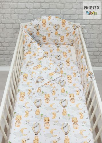 Hőlégballonos maci szürke 3 részes babaágynemű szett (683/Sz)