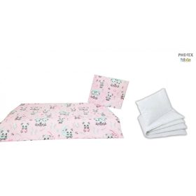   Sweet Panda rózsa, ovis ágynemű szett 90x140cm (579/R) (ovis huzat, 2 részes fehér) 