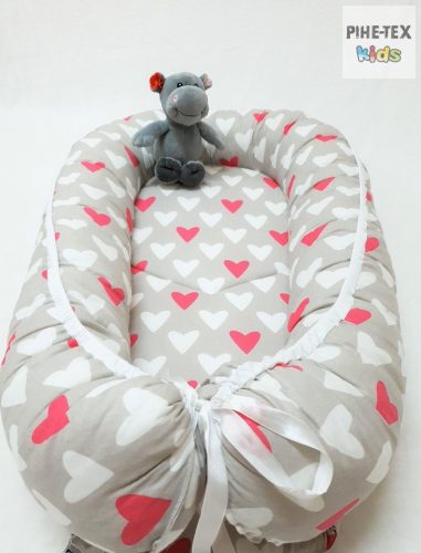 Bézs-pink szívecskék, babafészek (122)