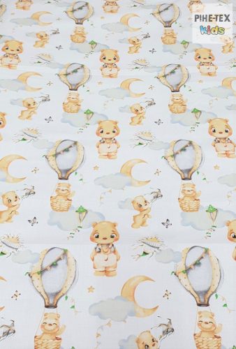 Hőlégballonos maci szürke baba ágynemű huzat (683/Sz)