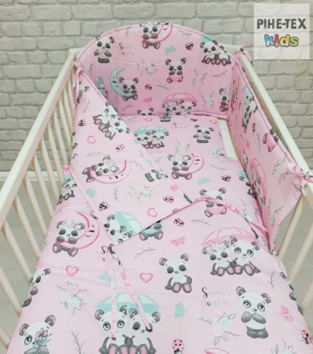 Sweet Panda rózsa, 4 részes babaágynemű szett (579/R)