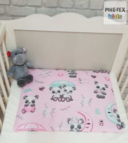 Sweet Panda rózsa, 4 részes babaágynemű szett (579/R)