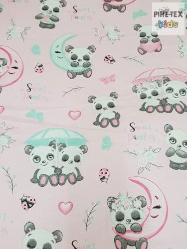 Sweet Panda rózsa, 4 részes babaágynemű szett (579/R)