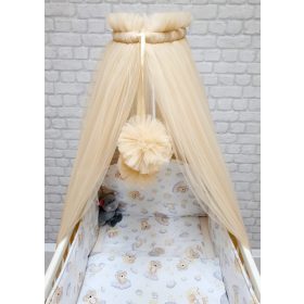   Felhős koala vaj 4 részes babaágynemű szett bézs tüll függönnyel (701/V)