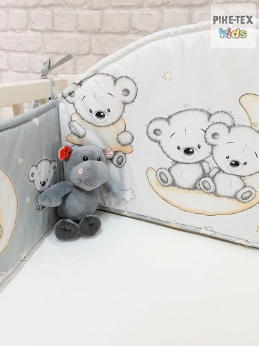 Holdon Ülő Macik szürke  4 részes babaágynemű szett (562/Sz)