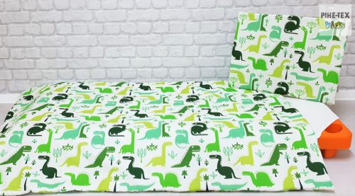 Dinópark zöld, ovis ágynemű szett 90x140cm (468/Z) (ovis huzat, 2 részes fehér) 
