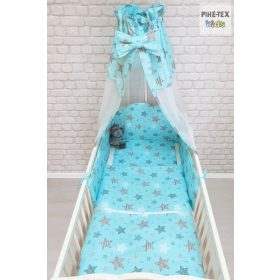   Csíkos Csillagok, Menta  4 részes babaágynemű szett (121/Z/2)