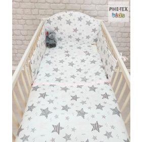   Csíkos Csillagok, Rózsa - 3 részes babaágynemű szett (121/R)