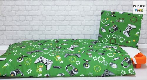 Gamer zöld 4 részes ovis kezdőcsomag (597/Z)  (2 részes mintás, ovis zsák, tornazsák, óvodai derékalj) + ajándék ovis törölköző