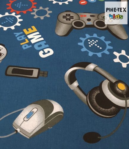 Gamer, kék ovis ágynemű szett 90x140cm (597/K) (ovis huzat, 2 részes fehér) 